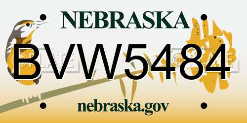 BVW5484 Nebraska License Plate