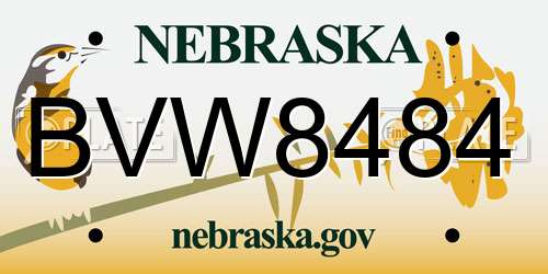 BVW8484 Nebraska License Plate