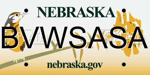 BVWSASA Nebraska License Plate