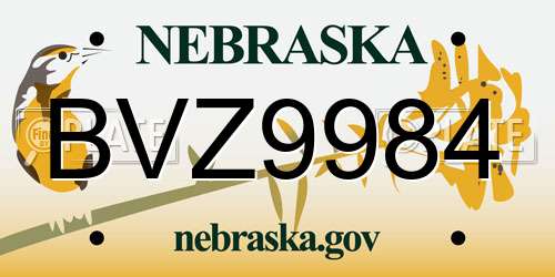 BVZ9984 Nebraska License Plate