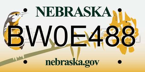 BW0E488 Nebraska License Plate
