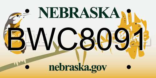 BWC8091 Nebraska License Plate