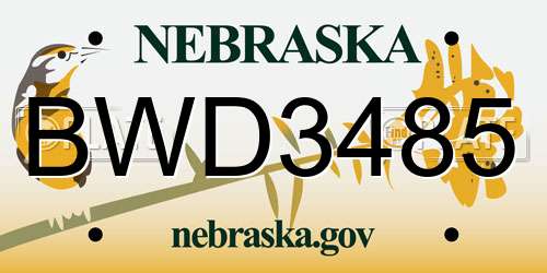 BWD3485 Nebraska License Plate