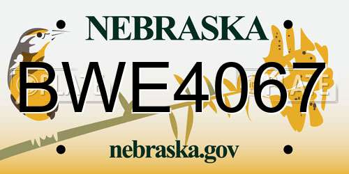 BWE4067 Nebraska License Plate
