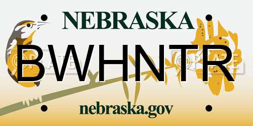 BWHNTR Nebraska License Plate