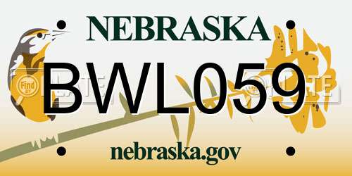 BWL059 Nebraska License Plate