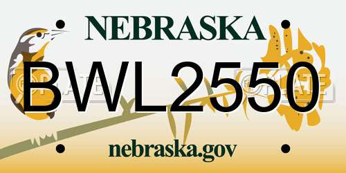 BWL2550 Nebraska License Plate