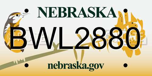 BWL2880 Nebraska License Plate