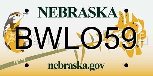 BWLO59 Nebraska License Plate