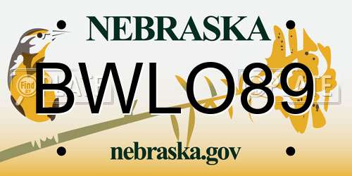 BWLO89 Nebraska License Plate