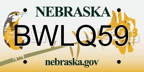 BWLQ59 Nebraska License Plate