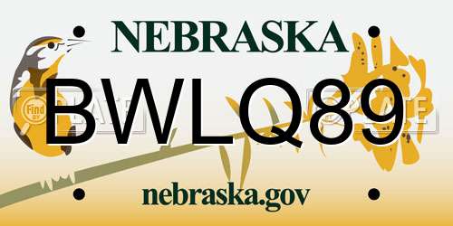BWLQ89 Nebraska License Plate