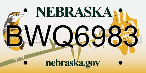 BWQ6983 Nebraska License Plate