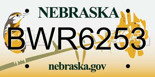 BWR6253 Nebraska License Plate