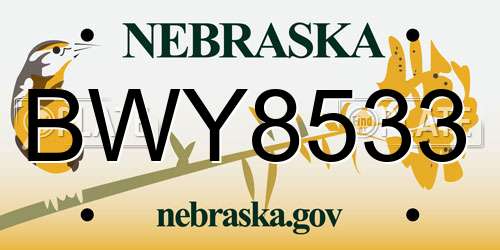 BWY8533 Nebraska License Plate