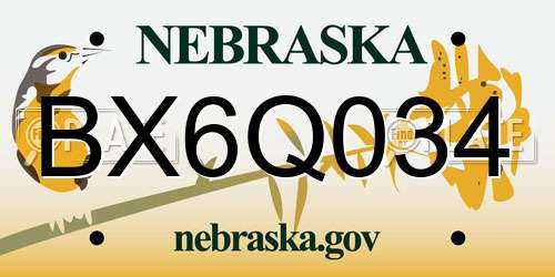 BX6Q034 Nebraska License Plate