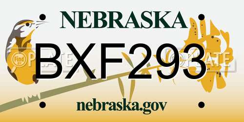 BXF293 Nebraska License Plate