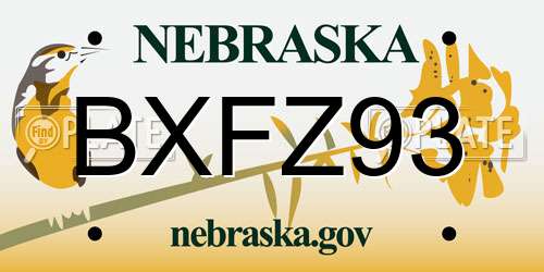BXFZ93 Nebraska License Plate