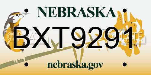 BXT9291 Nebraska License Plate