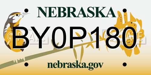 BY0P180 Nebraska License Plate