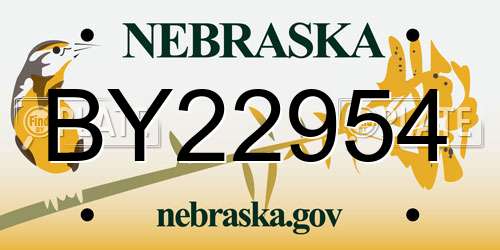 BY22954 Nebraska License Plate