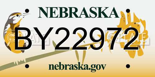 BY22972 Nebraska License Plate