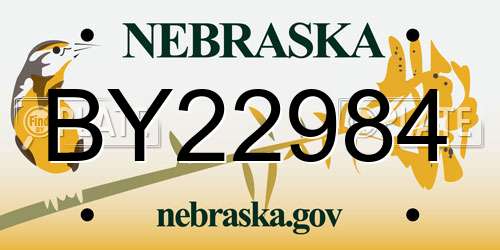 BY22984 Nebraska License Plate