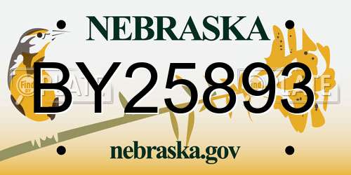BY25893 Nebraska License Plate