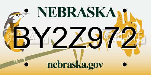 BY2Z972 Nebraska License Plate