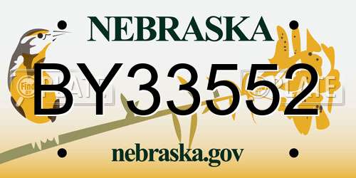 BY33552 Nebraska License Plate