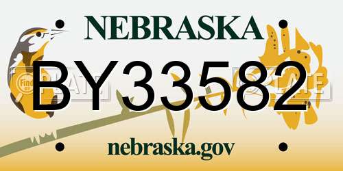 BY33582 Nebraska License Plate