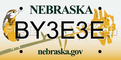 BY3E3E Nebraska License Plate