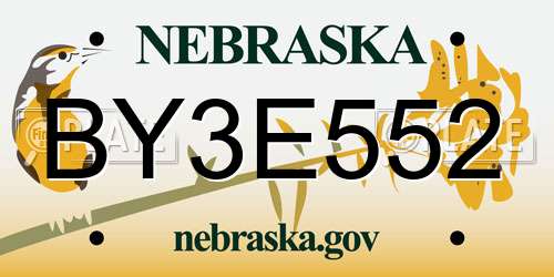 BY3E552 Nebraska License Plate