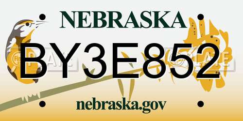 BY3E852 Nebraska License Plate
