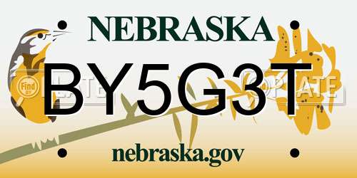 BY5G3T Nebraska License Plate