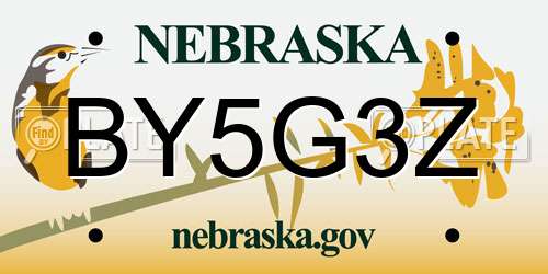 BY5G3Z Nebraska License Plate