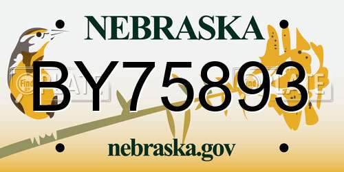 BY75893 Nebraska License Plate