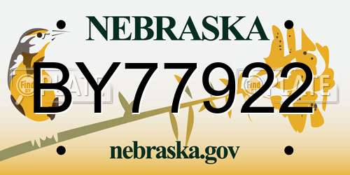 BY77922 Nebraska License Plate