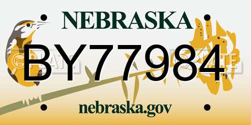 BY77984 Nebraska License Plate