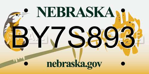 BY7S893 Nebraska License Plate