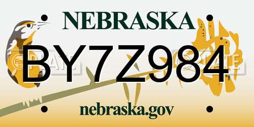 BY7Z984 Nebraska License Plate