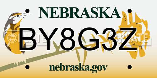 BY8G3Z Nebraska License Plate