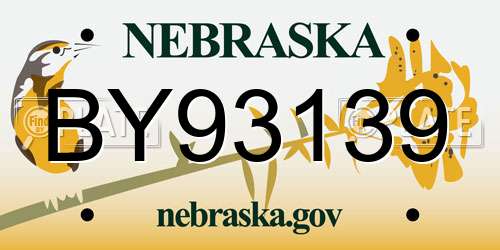 BY93139 Nebraska License Plate
