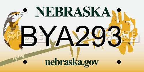 BYA293 Nebraska License Plate