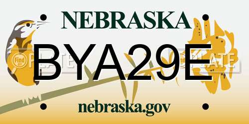 BYA29E Nebraska License Plate