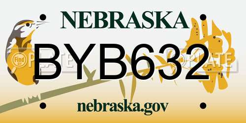 BYB632 Nebraska License Plate