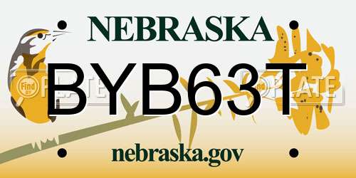 BYB63T Nebraska License Plate