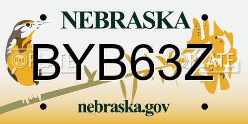 BYB63Z Nebraska License Plate