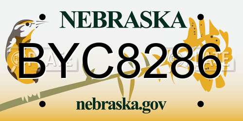 BYC8286 Nebraska License Plate
