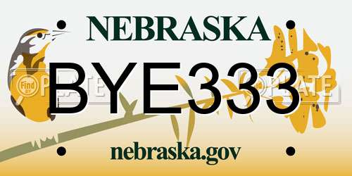 BYE333 Nebraska License Plate